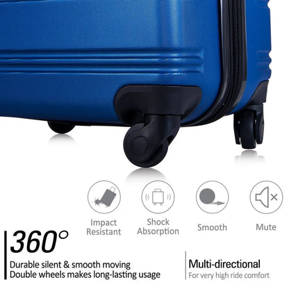 Tcbosik Luggage Sets, 3 Piece Set Hardside Suitcases with Spinner Wheels, 20/24/28 Travel Luggage Lightweight, Dark Blue
