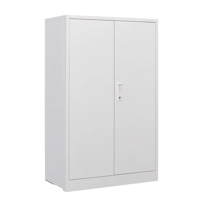 Bellemave Metal Storage Cabinet with Locking Doors and 2 Adjustable Shelf, Folding Filing Storage Cabinet, Lockable File Cabinet Metal Locker for Home Office, School, Garage, White