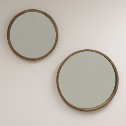 Midwood Round Decorative Wood Frame Wall Mirror Large - Brown