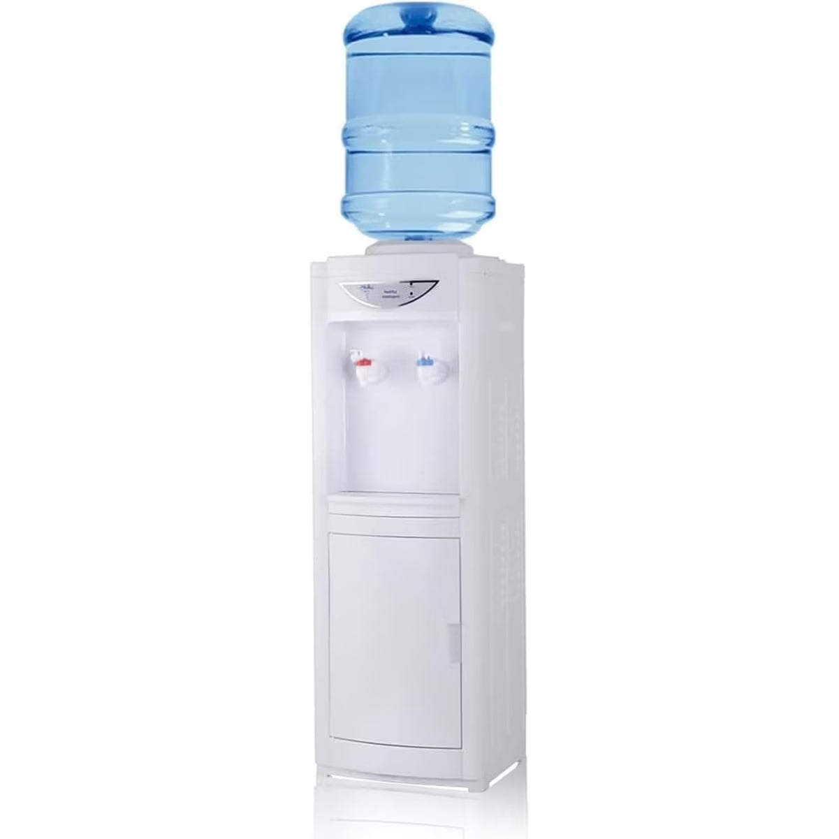Water Cooler Dispenser, 3 or 5 Gallon Top Loading Hot/Cold Water Cooler Dispenser with Child Safety Lock & Storage Cabinet for Kitchens, Indoor Home Office Use, White