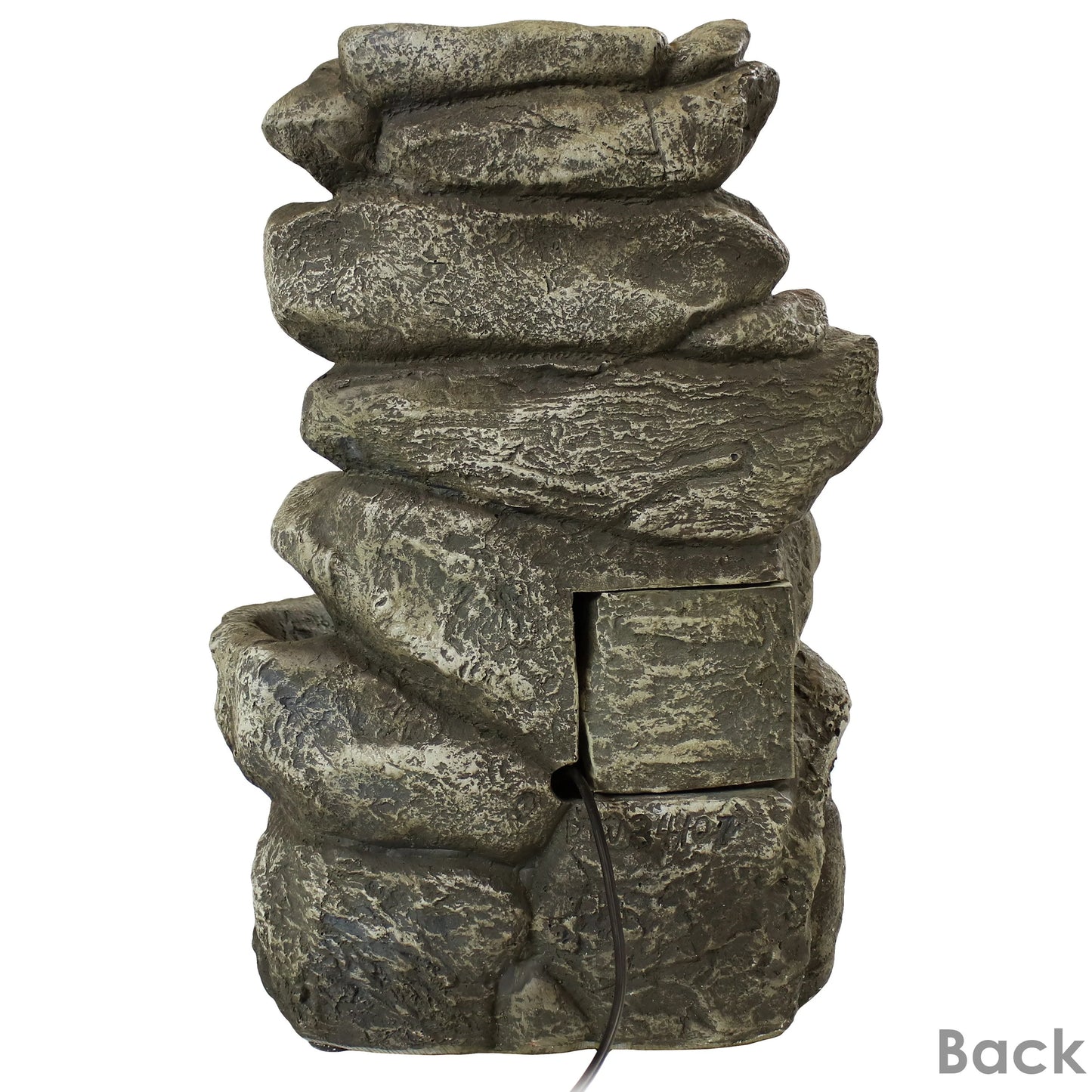 Sunnydaze Indoor Home Office Relaxing 6-Tiered Stone Falls Tabletop Water Fountain with LED Lights - 15"