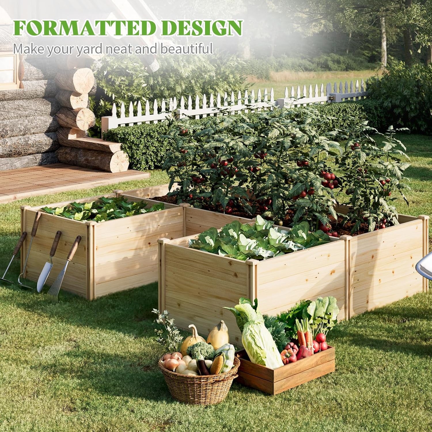 Jocisland Wooden Raised Garden Bed for Outdoor, Deep Large Planter Box for Gardening, Vegetables, Flowers, Herbs8°6°2FT