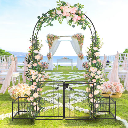 Zimtown Metal Garden Arch 7 Ft Garden Arbor w/Planters for Climbing Plant Outdoor Wedding