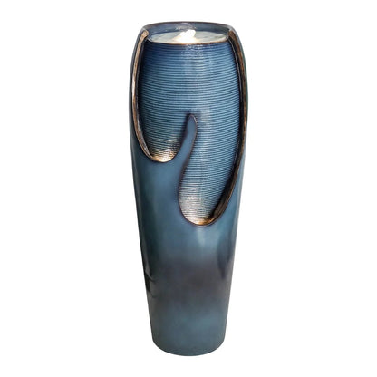 38.7-Inch H Outdoor Vase Water Fountain - Patio Garden Water Fountain with LED Light and Submersible Pump for Yard Art Decor