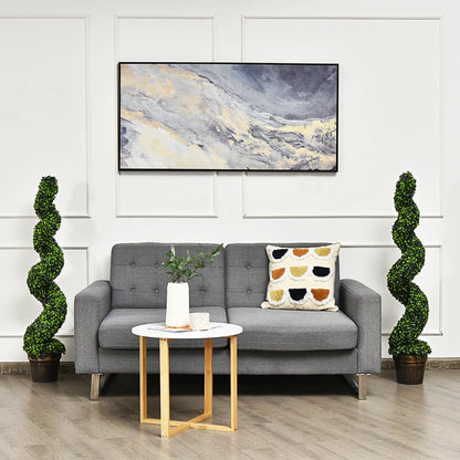 Costway 4FT Spiral Boxwood Topiary Trees in Golden Cement Pot (2 Count)