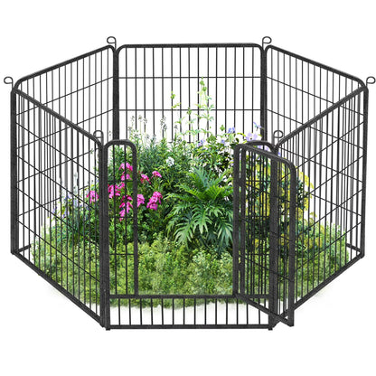 Jhsomdr Garden Fence Outdoor 22ft(L)32in(H) No Dig Fence Panels with Gate, 10 Panels Decorative Garden Fencing Metal Animal Barrier Fence Flower Bed Fencing for Patio Backyard
