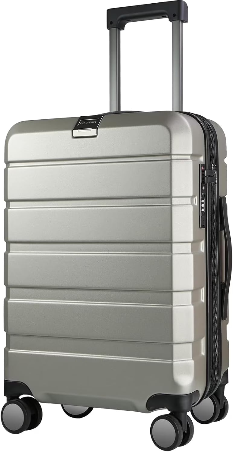 KROSER Carry On Luggage 20" Hardside Expandable with Spinner Wheels & Built-in TSA Lock, Durable Suitcase Rolling Luggage with USB Port, White