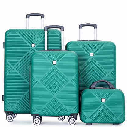Tripcomp Luggage Sets 4 Piece Suitcase Set (14/20/24/28)Hardside Suitcase with Spinner Wheels Lightweight Carry on Luggage(Black)