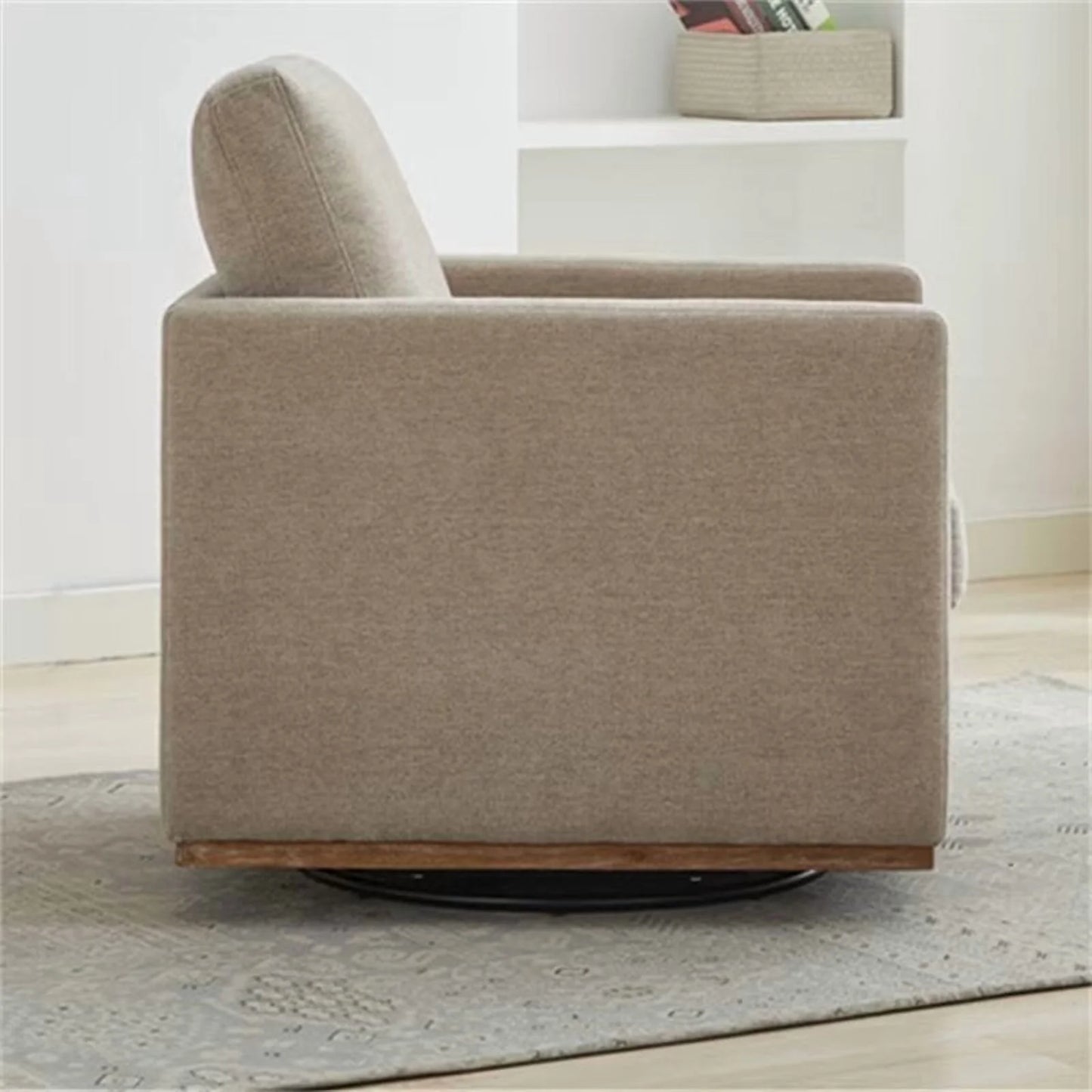 Swivel Accent Chair, Modern Chenille Upholstered Lounge Chair Armchair with 360 Degree Swiveling Base, Leisure Club Chair Comfy Accent Single Sofa Chair for Nursery Bedroom Living Room, Taupe