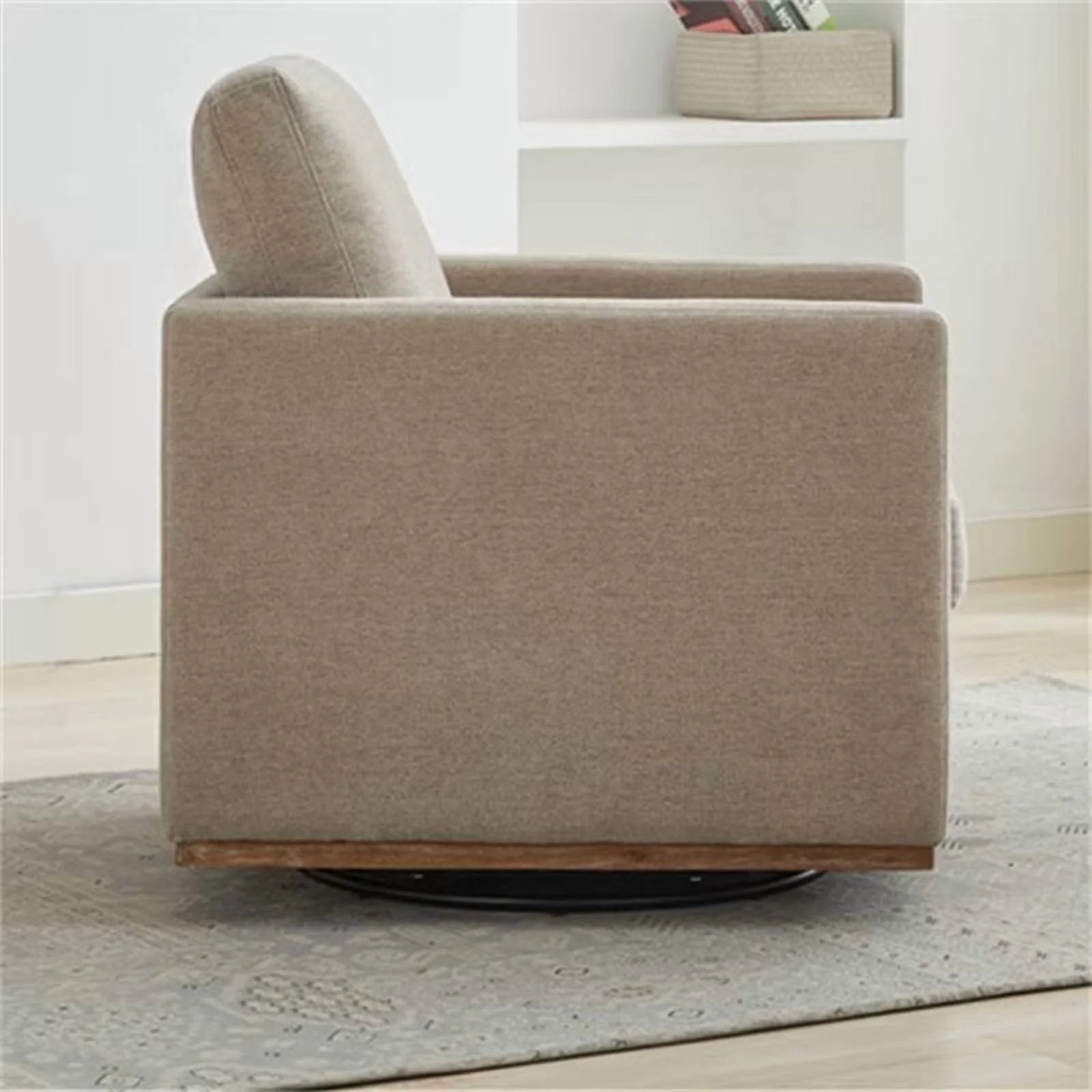Swivel Accent Chair, Modern Chenille Upholstered Lounge Chair Armchair with 360 Degree Swiveling Base, Leisure Club Chair Comfy Accent Single Sofa Chair for Nursery Bedroom Living Room, Taupe