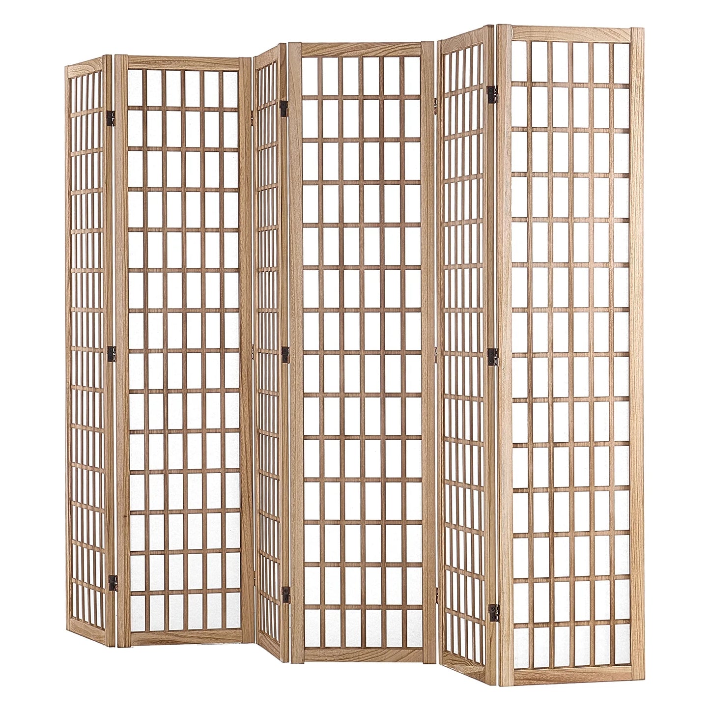 KFFKFF Space Separator, 6-Panel Oriental Style Room Separator, Wooden Foldable Indoor Privacy Barrier, Oriental Style Portable Decorative Panels, Ideal for Home Office, Dining Area & Sleeping