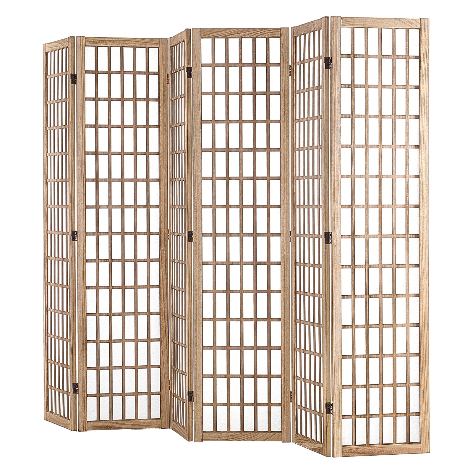 KFFKFF Space Separator, 6-Panel Oriental Style Room Separator, Wooden Foldable Indoor Privacy Barrier, Oriental Style Portable Decorative Panels, Ideal for Home Office, Dining Area & Sleeping