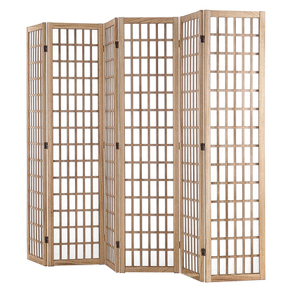 KFFKFF Space Separator, 6-Panel Oriental Style Room Separator, Wooden Foldable Indoor Privacy Barrier, Oriental Style Portable Decorative Panels, Ideal for Home Office, Dining Area & Sleeping