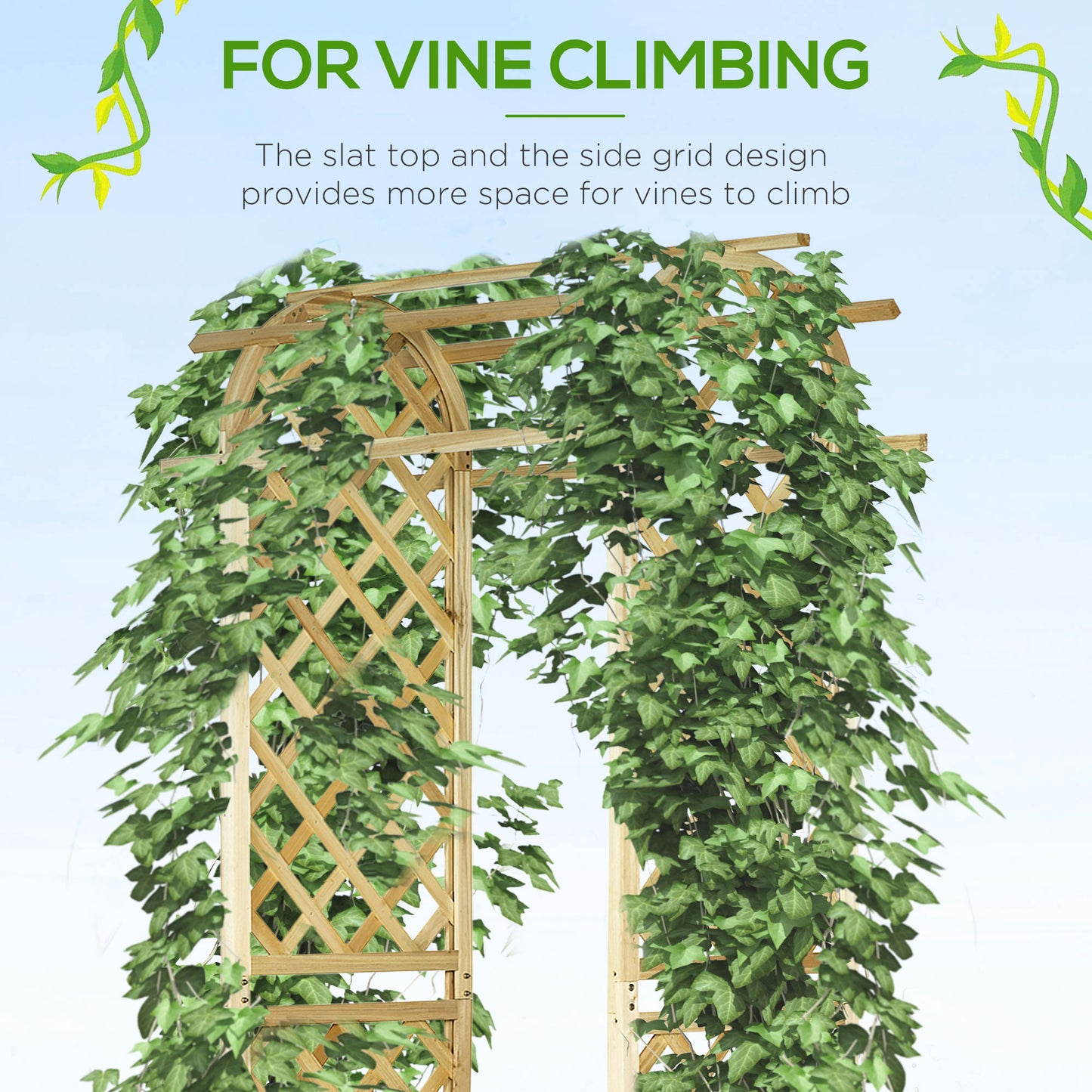 Outsunny 17.25" Wooden Wedding Arch, Garden Arch Arbor for Climbing Plants & Trellis Design for Vines, Ceremony, Party, Backdrop, Natural