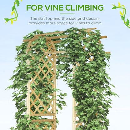 Outsunny 17.25" Wooden Wedding Arch, Garden Arch Arbor for Climbing Plants & Trellis Design for Vines, Ceremony, Party, Backdrop, Natural