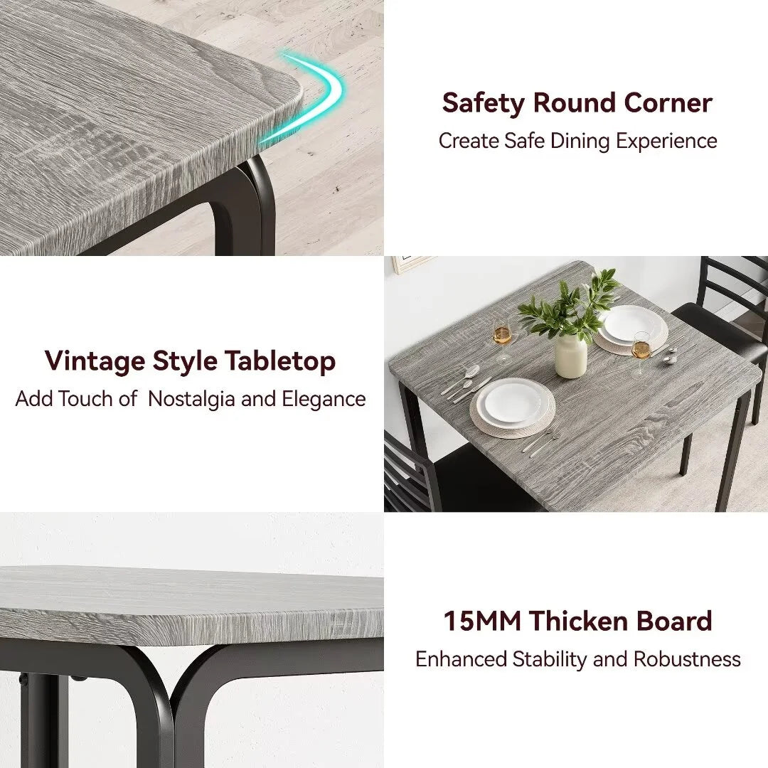 Dining Table for 2, Small Square kitchen Dining Tables Set,Space Saving Wood Accent Furniture for Apartment,Home Office, Gray