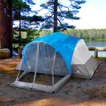 Outbound 8 Person 3 Season Easy Up Dome Tent with Room Divider & Rainfly