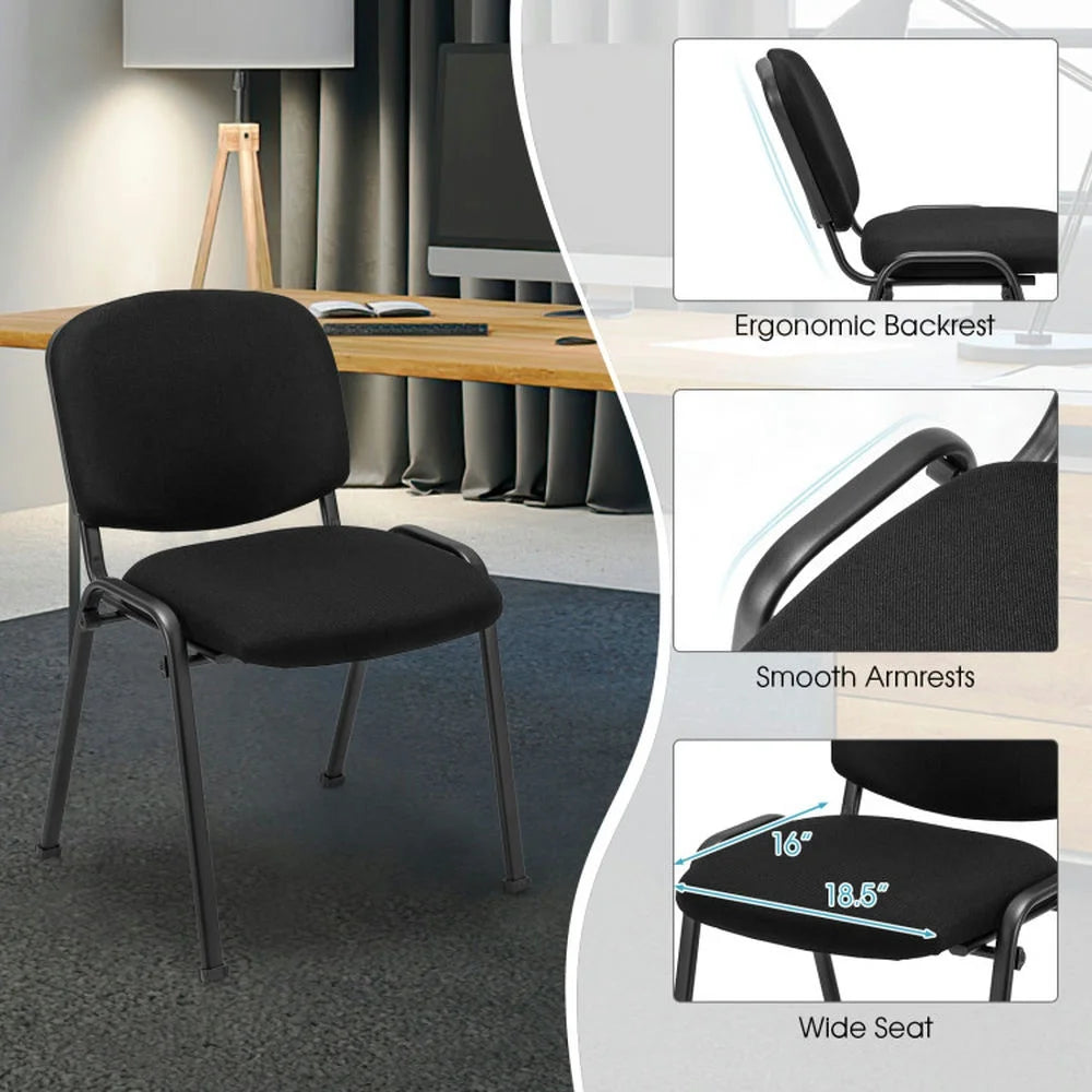 Topcobe Set of 2 Office Chair with Metal Frame and Padded Cushions for Conference Room, Home Office Chair, Office Furniture Chairs, Black