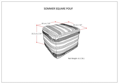 Sommer Boho Square Pouf in Natural Handloom Woven Pattern