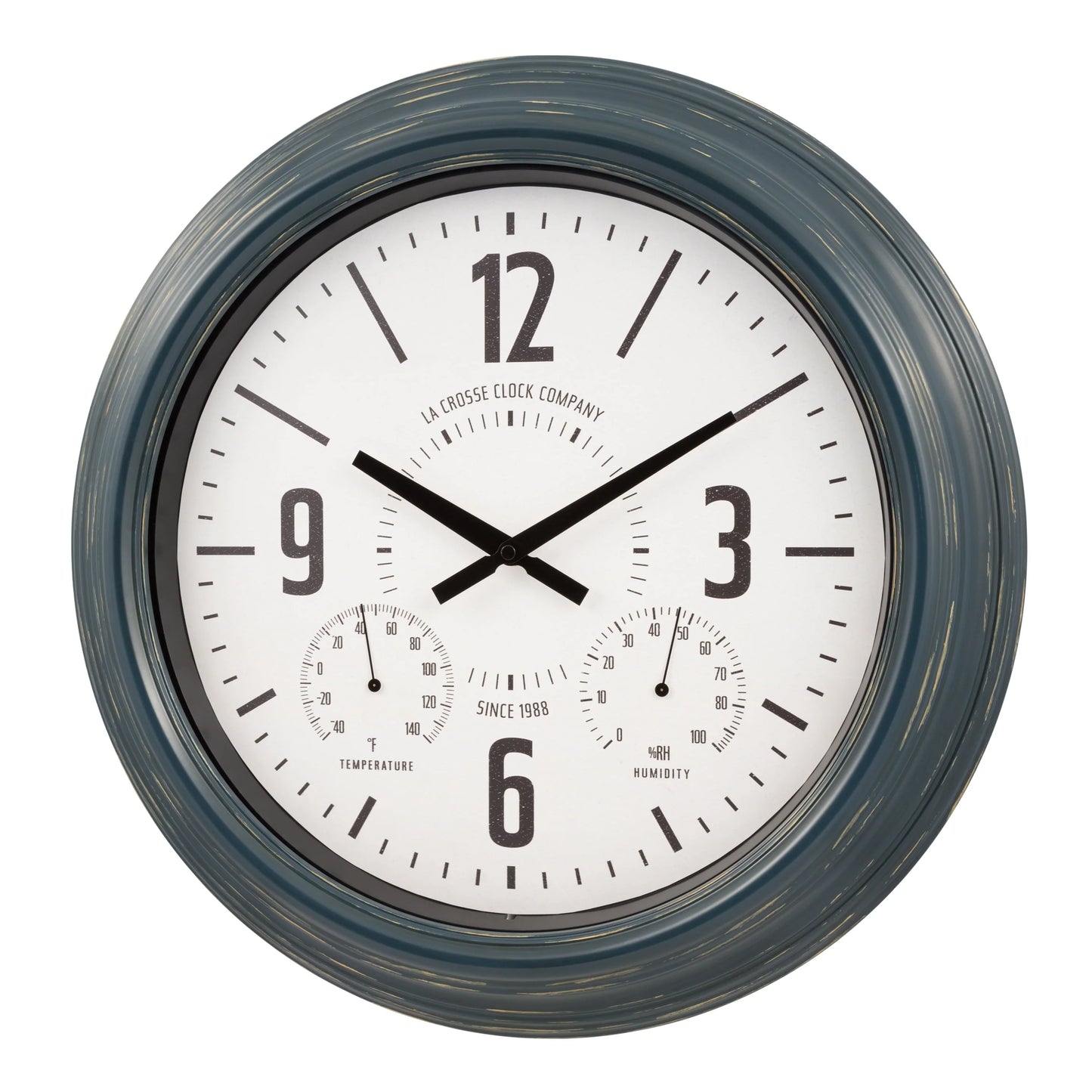La Crosse Clock 18" Hamilton Indoor/Outdoor Blue Analog Quartz Analog Metal Clock, 433-3838