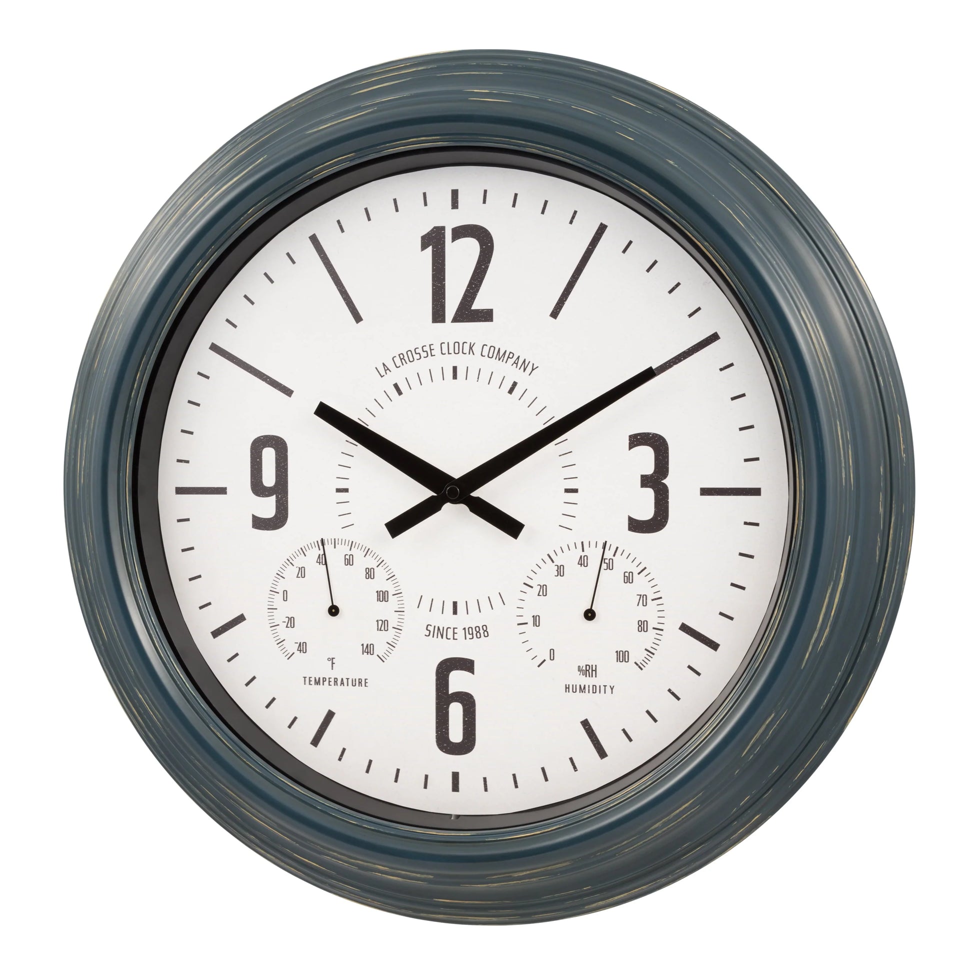 La Crosse Clock 18" Hamilton Indoor/Outdoor Blue Analog Quartz Analog Metal Clock, 433-3838
