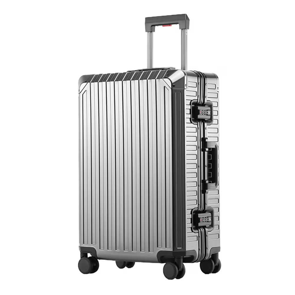 All Aluminum Magnesium Hardshell Carry On Luggage with Lock, Airline Approved Hardside Carry on Suitcase with Spinner Wheels, Checked Metal Rolling Luggage Case for Travel, Business