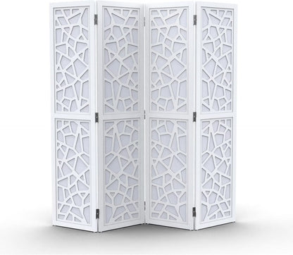 VINGLI 70'' H Room Divider, Non-Woven Fabric Privacy Screen, Indoor Partition Wall Dividers, Freestanding Hinged Space Separator with Modern Unique Pattern