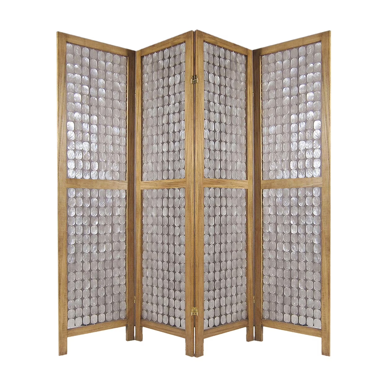 Sg-285A Princessa 4 Panel Screen Room Divider With Sandy Brown Finish