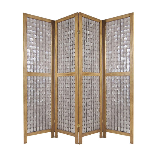 Sg-285A Princessa 4 Panel Screen Room Divider With Sandy Brown Finish