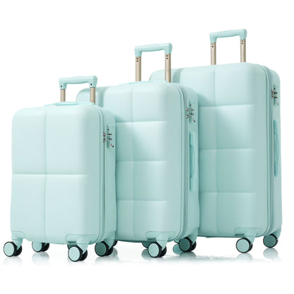 Luggage Set of 3, 20-inch with USB Port, Airline Certified Carry-on Luggage with Cup Holder, ABS Hard Shell Luggage with Spinner Wheels, white