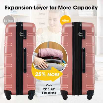 RONSHIN 3pcs/set Suitcase Luggage Set Hardside Spinner Suitcase with TSA Lock And 360° Spinner Wheels 20" 24" 28" for Travel Camping Outdoor