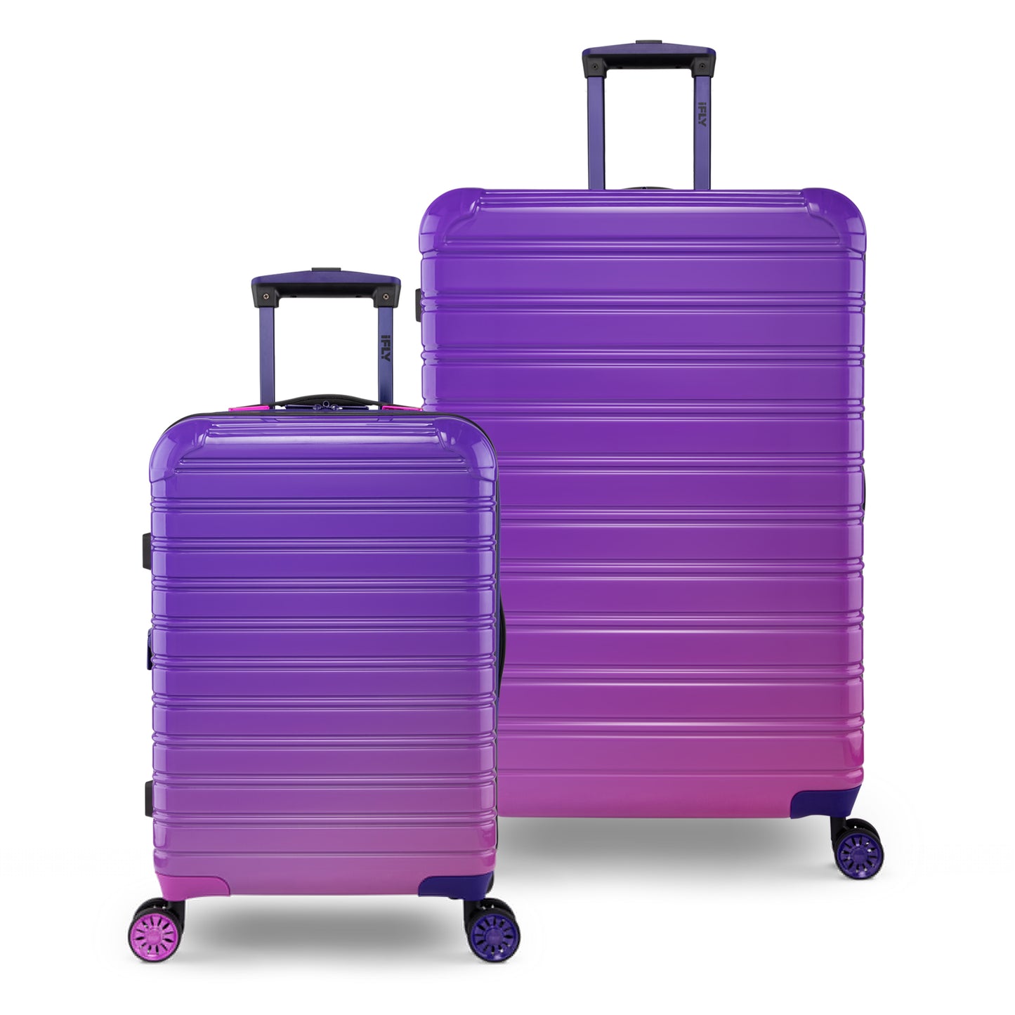 iFLY Hardside Fibertech 3.0 2 Piece Set, 20" Carry-on and 28" Checked Luggage, Gadget Gray