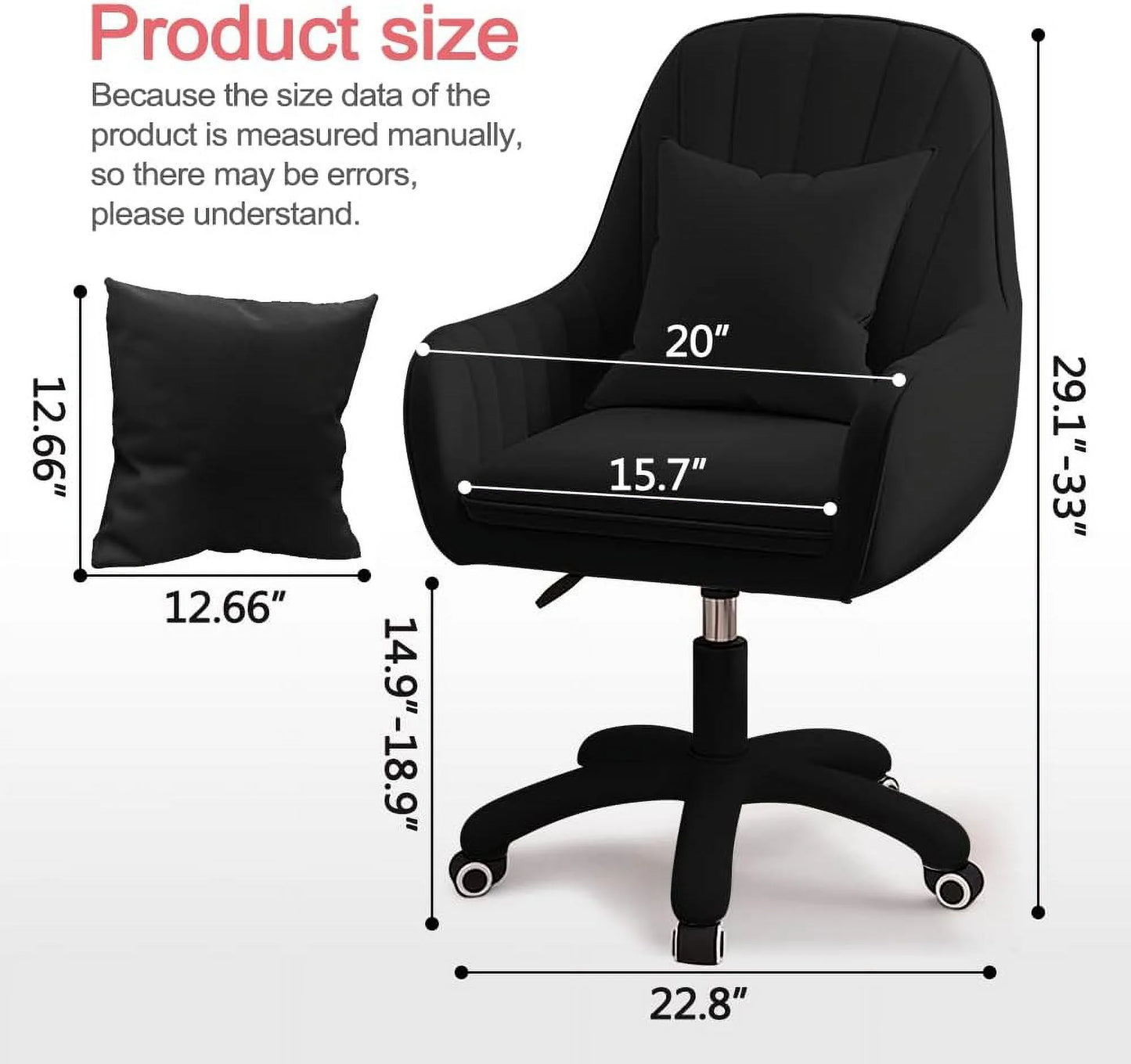 Home Office Chair Computer Chair with Mid-Back Upholstered Modern Tufted Computer Task Chair Swivel Height Adjustable Velvet Accent Chair.White