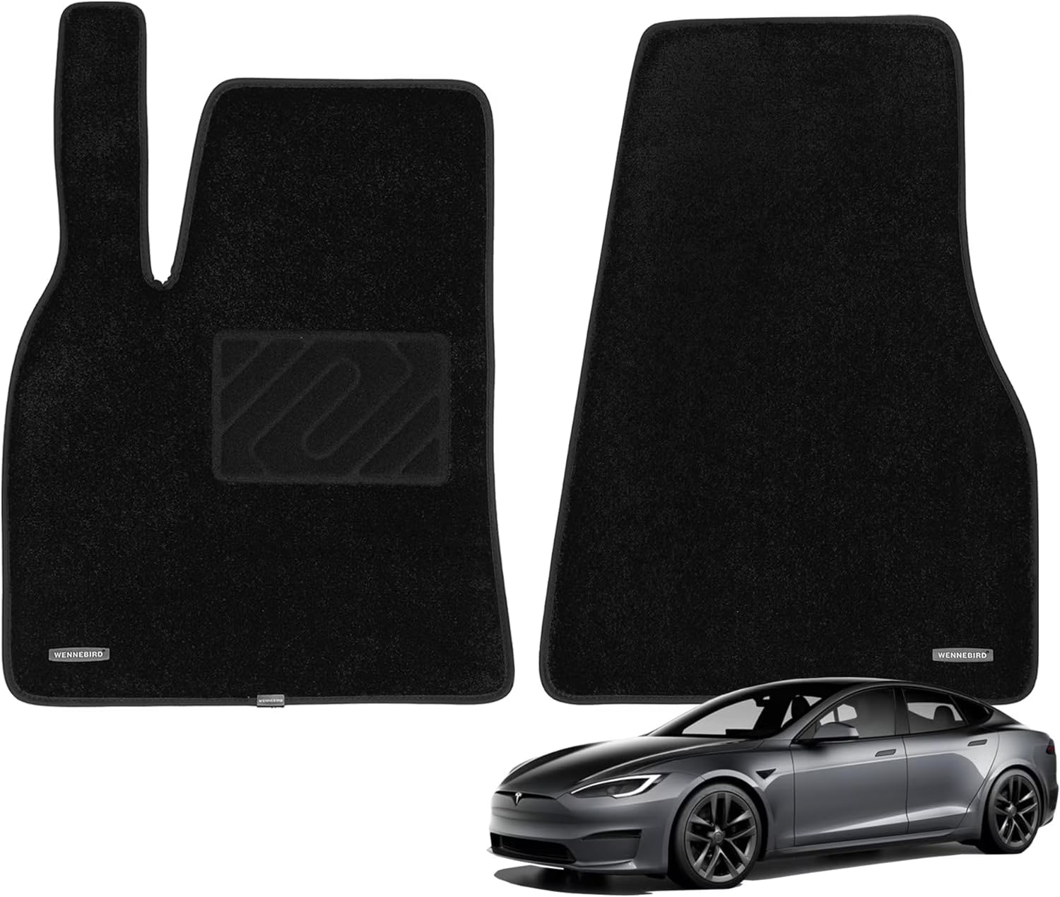 WENNEBIRD Superior Carpet Floor Mats for 2021-2025 Tesla Model S, 0.6 inch Thickness Rugs - 3pc