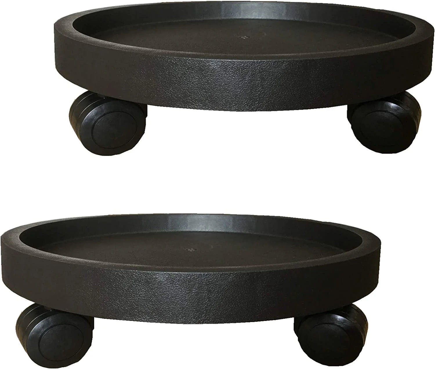 BAODELI 2 Pack of 14 inch Heavy Duty Plant Caddy with Wheels,Rolling Plant Stand Pot Trolley,Wheeled Planter Saucer Tray,Potted Flower Mover Dolly with Casters Round Coaster for Indoor Outdoor(Black)