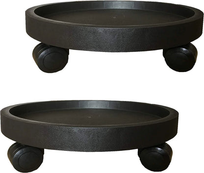 BAODELI 2 Pack of 14 inch Heavy Duty Plant Caddy with Wheels,Rolling Plant Stand Pot Trolley,Wheeled Planter Saucer Tray,Potted Flower Mover Dolly with Casters Round Coaster for Indoor Outdoor(Black)