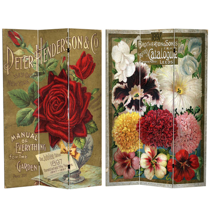 Oriental Furniture 6 ft. Tall Flower Seeds Canvas Room Divider - Roses - 3 Panel