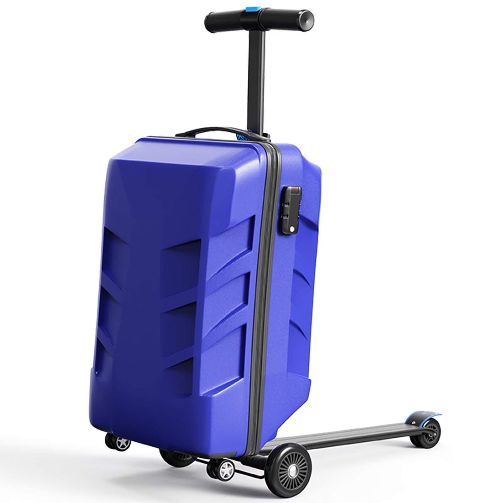 Muhub 2 in 1 Scooter Luggage for Kids and Adult,Foldable Ride on Luggage with Wheels,Dark Blue