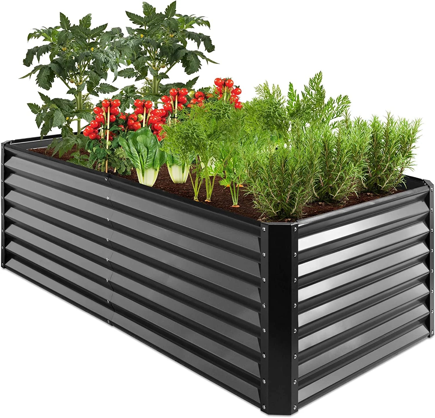 Gloaa 6x3x2ft Outdoor Metal Raised Garden Bed, Deep Root Box Planter for Vegetables, Flowers, Herbs, and Succulents w/269 Gallon CapacitySage Green
