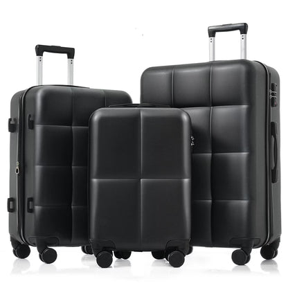 DECMAY 3-Piece ABS Luggage Set with Spinner Wheels and Cup Holder, Airline Carry-On Approved