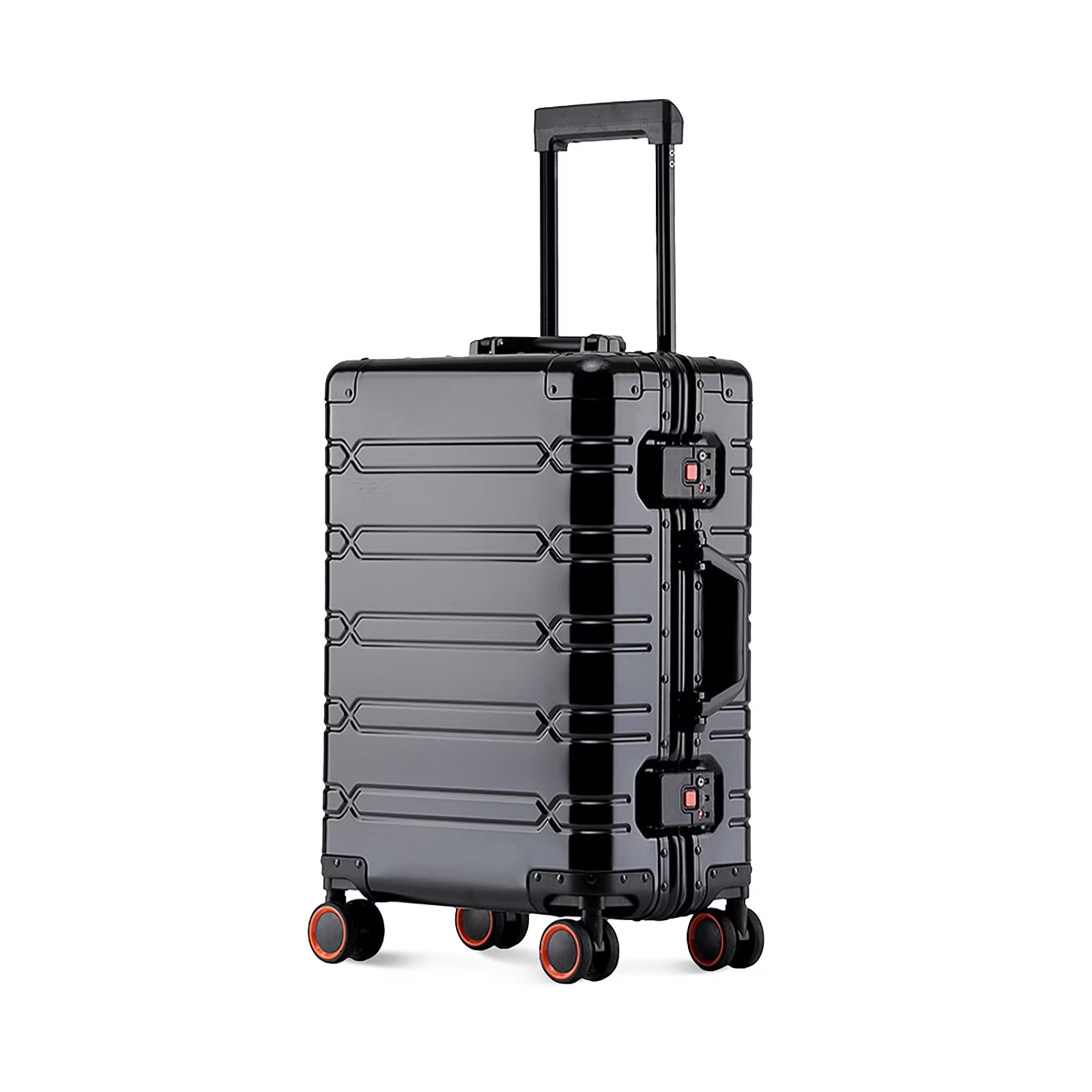 HDUTNGISN 14"x7.8°x19.6" Aluminum Carry-On Luggage Airline Approved,Zipperless Hard Shell with Spinner Wheels (20"Black)