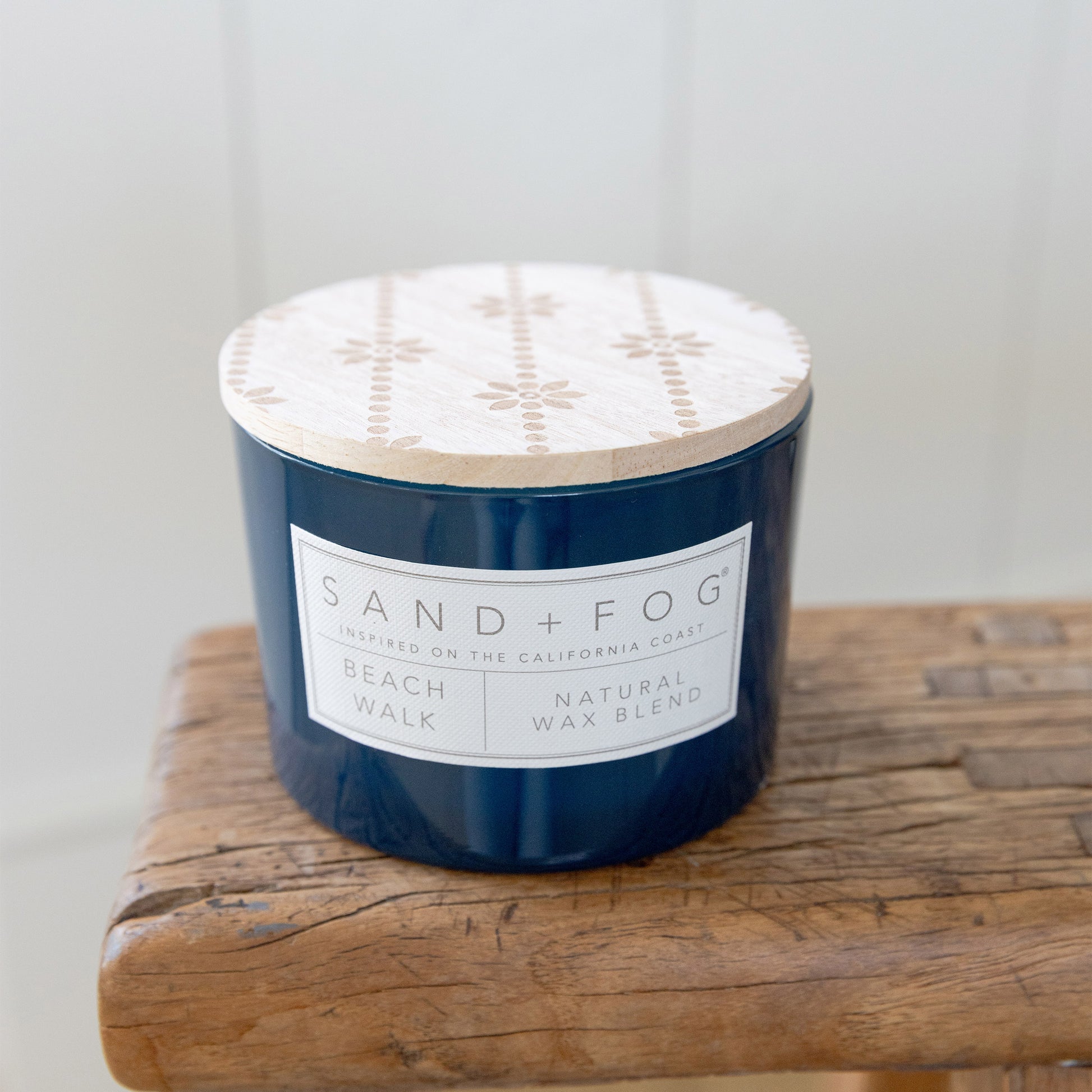 Sand + Fog 12 oz. Candles with Carved Wood Lids, Set of 3
