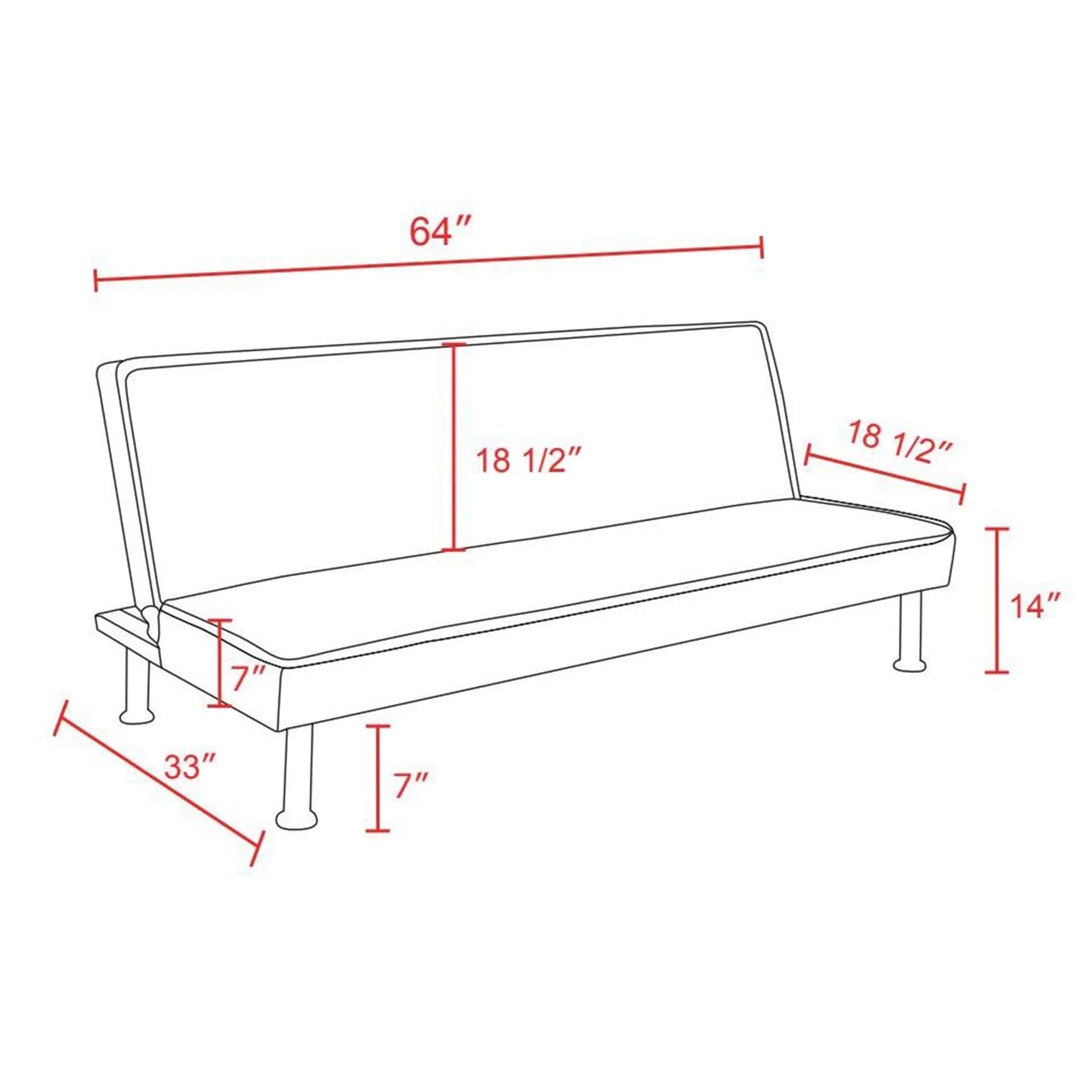 Aukfa Modern Futon Convertible Sofa Bed for Home Office, Adjustable Backrest, Flannel, Orange