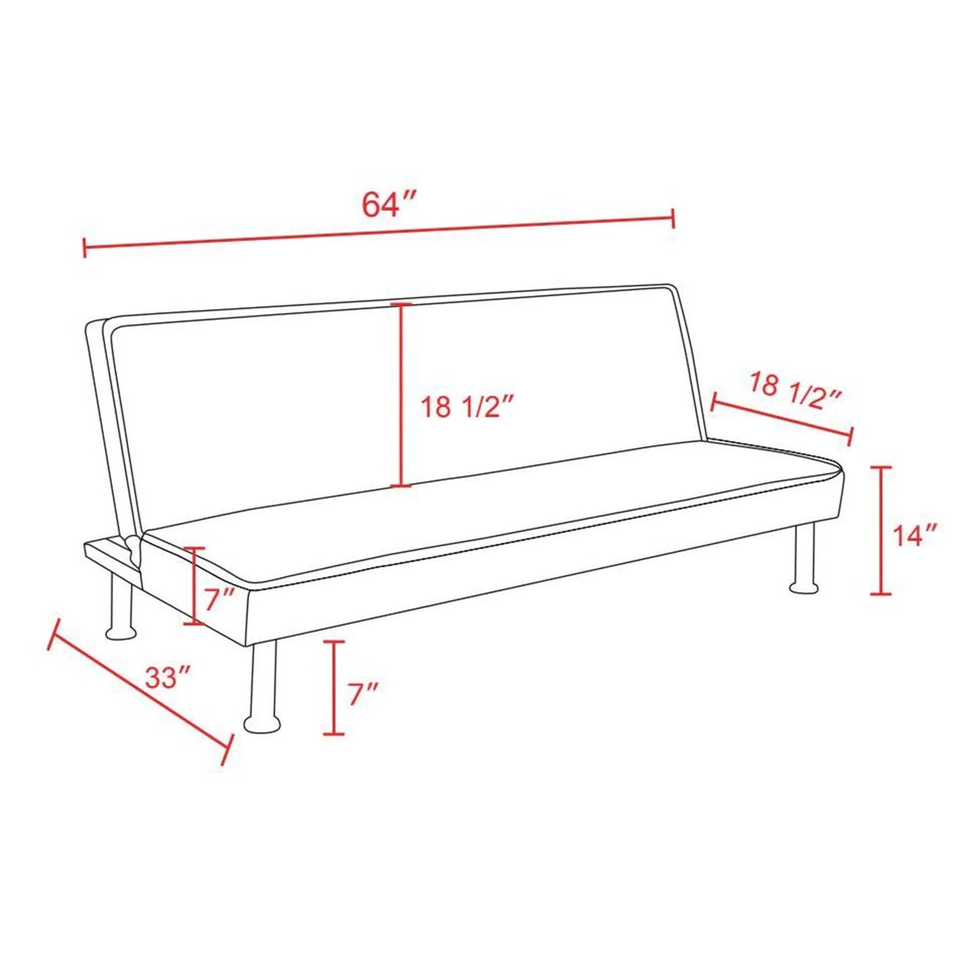 Aukfa Modern Futon Convertible Sofa Bed for Home Office, Adjustable Backrest, Flannel, Orange
