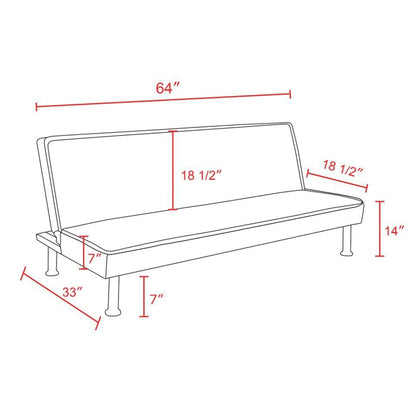 Aukfa Modern Futon Convertible Sofa Bed for Home Office, Adjustable Backrest, Flannel, Orange