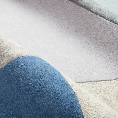 TOWN & COUNTRY LUXE Olso Abstract Colorblock Handcrafted Wool Area Rug, Beige/Blue/Grey, 5'x7'