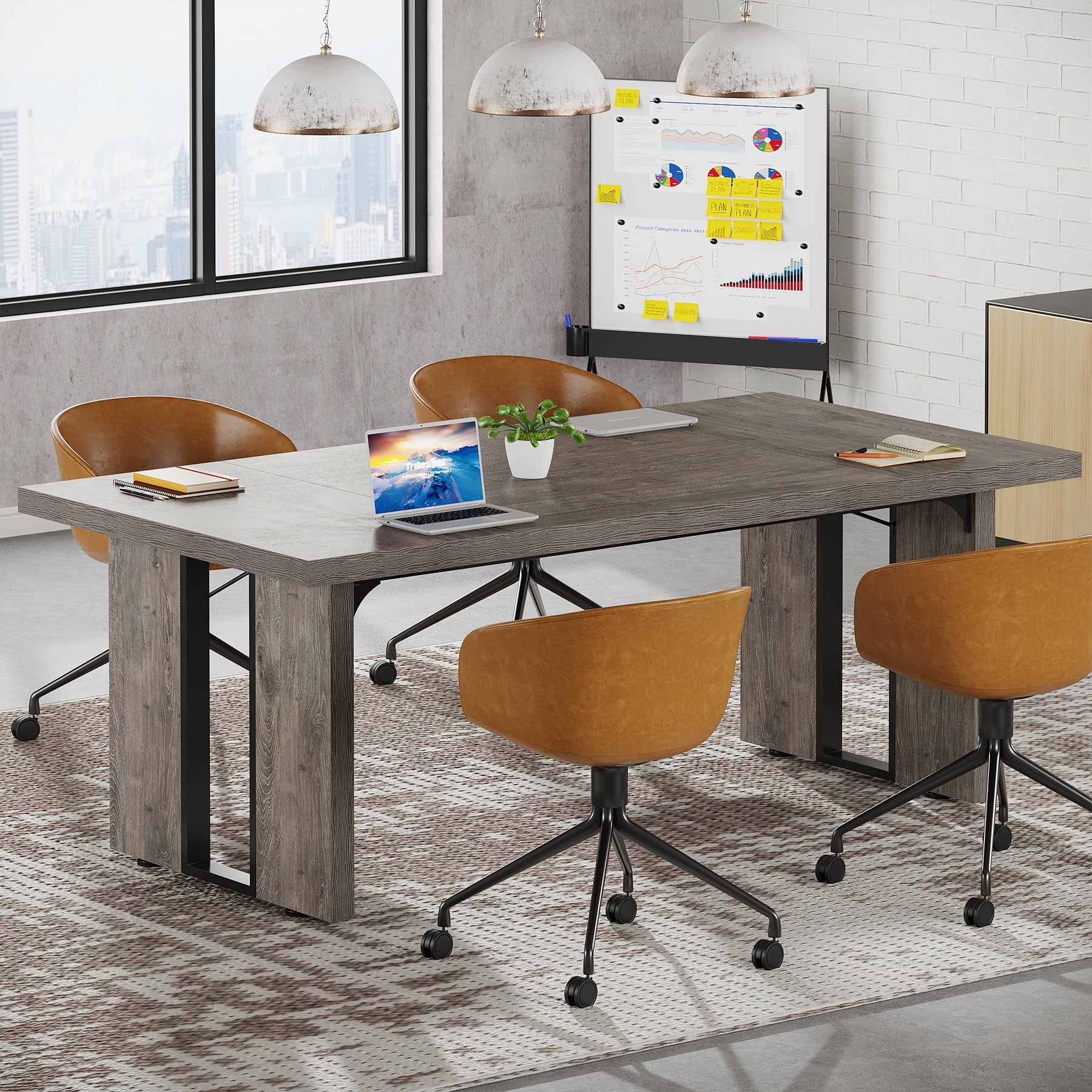 Tribesigns 70.9 Inch Executive Computer Desk, Large Study Writing Table for Home Office, Grey