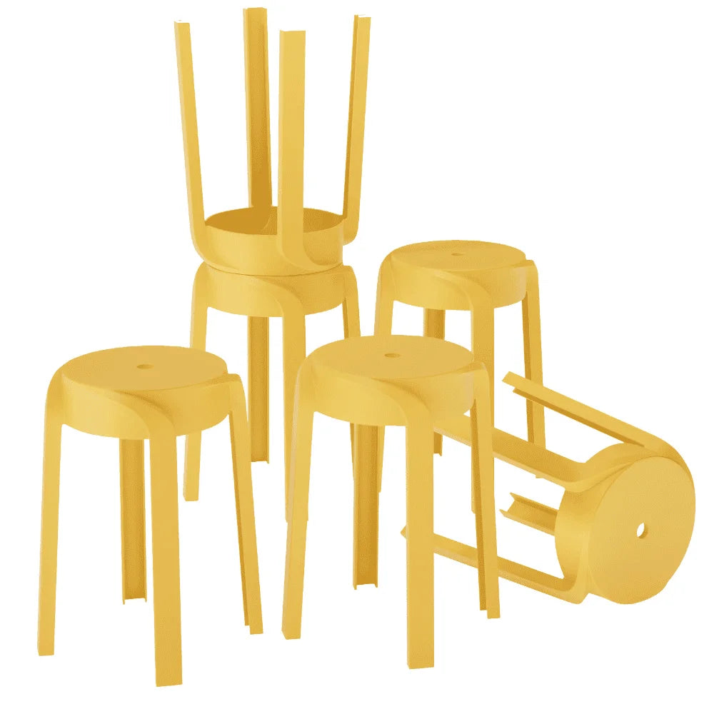 MIFI 6 Pack Stackable Classroom Stools Plastic Stools Nesting Stools Colorful Round Stools Indoor Outdoor Flexible Seating Decorative Stools Chairs for Home Office School Classroom Mustard