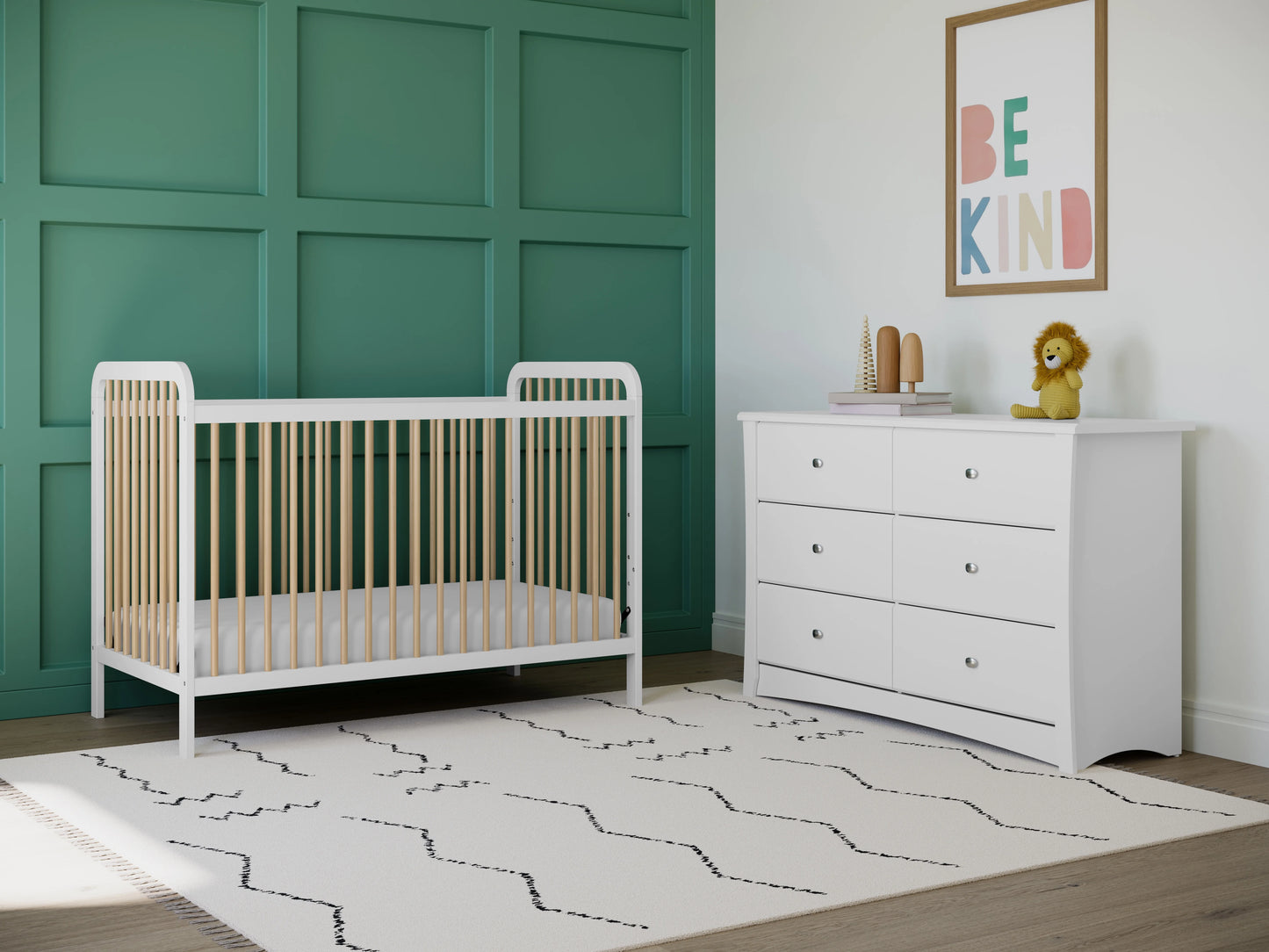 Storkcraft Crescent 6 Drawer Children's Nursery Double Dresser, White