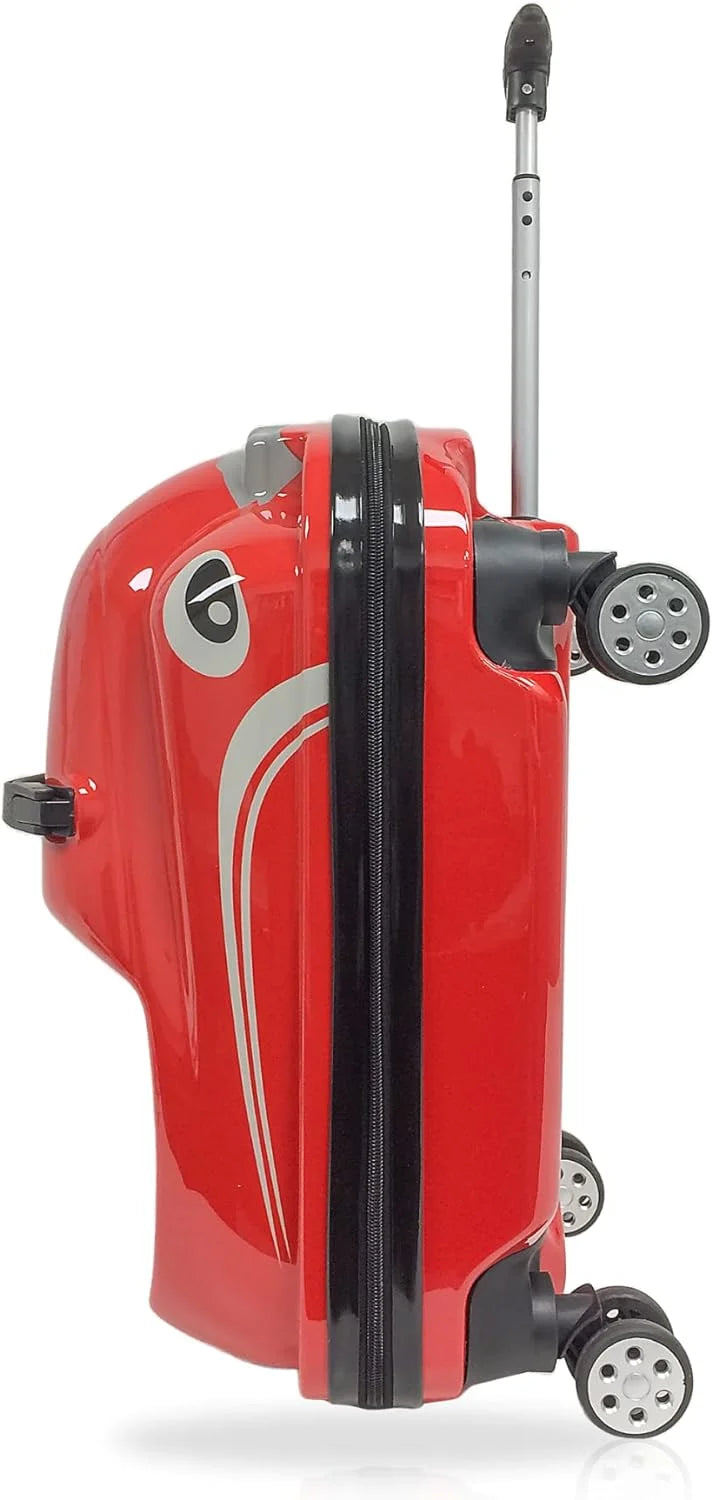 TUCCI Kids DASHMOBILE 20" Yellow All Overprinted Hardside Ride-on Suitcase Type Luggage for Kids